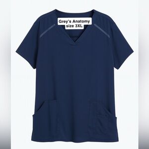 Grey's Anatomy Navy Blue Scrub Top 🔝 Size 3XL